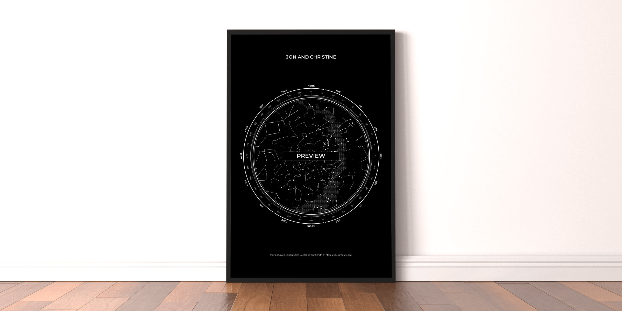 Wedding guestbook star map